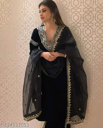 Velvet dupatta set