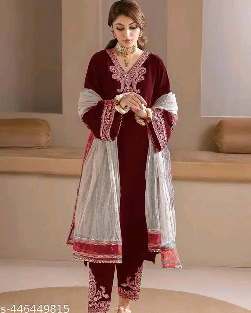 Velvet suits women with dupatta set