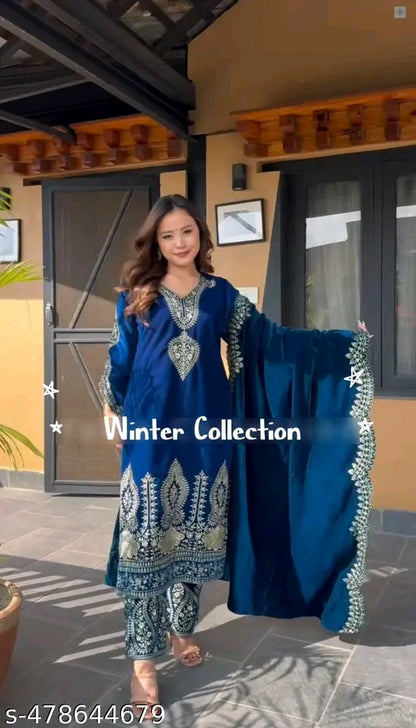 Velvet suits women dupatta set