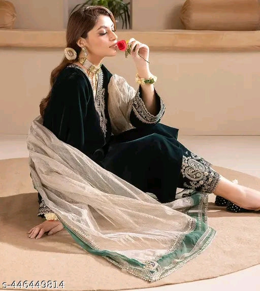 Velvet suits women with dupatta set