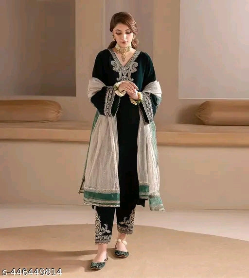 Velvet suits women with dupatta set